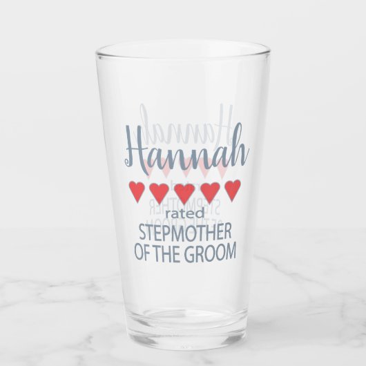 Bridal & Wedding Party 5 Herz Stepmutter von Groom Glas (Vorderseite)