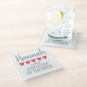 Bridal & Wedding Party 5 Herz StepSchwester von Br Glasuntersetzer (Schrägansicht)