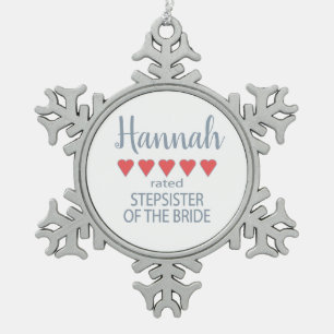 Bridal & Wedding Party 5 Herz StepSchwester von Br Schneeflocken Zinn-Ornament