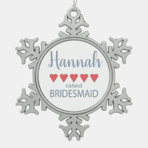 Bridal & Wedding Party 5 Herzensjungfrau Schneeflocken Zinn-Ornament