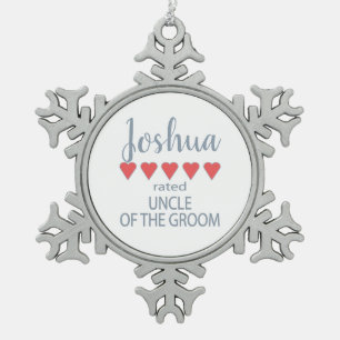 Bridal & Wedding Party 5 Herzenslein Schneeflocken Zinn-Ornament