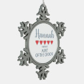 Bridal & Wedding Party 5 Herzenssadt Schneeflocken Zinn-Ornament (Links)