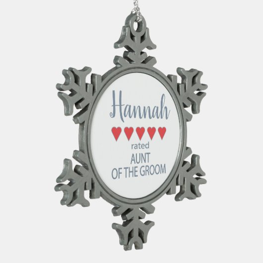 Bridal & Wedding Party 5 Herzenssadt Schneeflocken Zinn-Ornament (Links)
