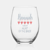 Bridal & Wedding Party 5 Herzenssante Weinglas Ohne Stiel (Rückseite)