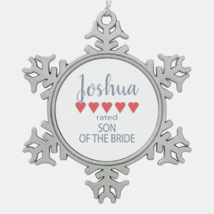 Bridal & Wedding Party 5 Herzensson Schneeflocken Zinn-Ornament