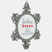 Bridal & Wedding Party 5 Herzenvater Schneeflocken Zinn-Ornament (Links)
