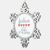 Bridal & Wedding Party 5 Herzenvater Schneeflocken Zinn-Ornament (Rechts)