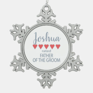 Bridal & Wedding Party 5 Herzenvater Schneeflocken Zinn-Ornament