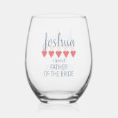 Bridal & Wedding Party 5 Herzenvater Weinglas Ohne Stiel (Rückseite)