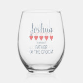 Bridal & Wedding Party 5 Herzenvater Weinglas Ohne Stiel (Rückseite)