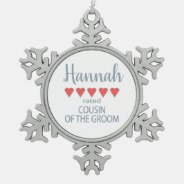 Bridal & Wedding Party 5 Herzlich Cousin Schneeflocken Zinn-Ornament