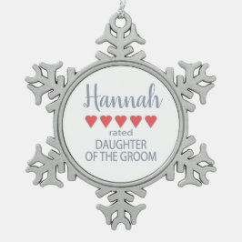 Bridal & Wedding Party 5 Herztochter am Groom Schneeflocken Zinn-Ornament