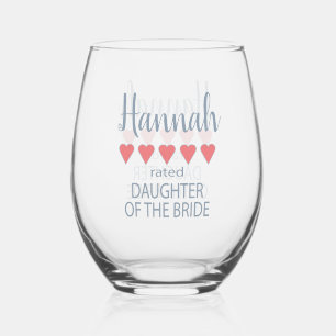 Bridal & Wedding Party 5 Herztochter von Bride Weinglas Ohne Stiel