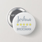 Bridal & Wedding Party 5 Star Bridesman Button (Vorne & Hinten)