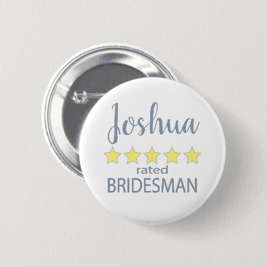 Bridal & Wedding Party 5 Star Bridesman Button (Vorne & Hinten)