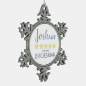 Bridal & Wedding Party 5 Star Bridesman Schneeflocken Zinn-Ornament (Links)