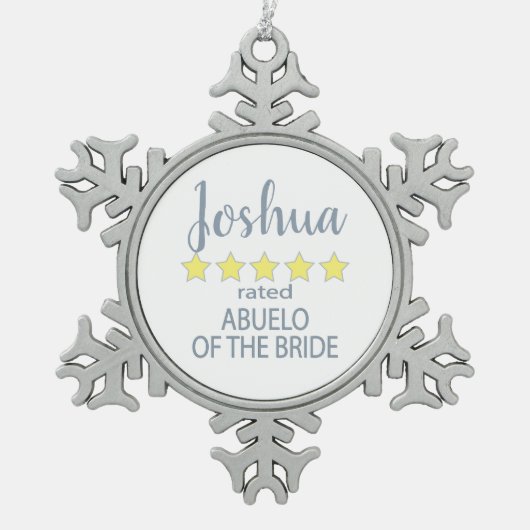 Bridal & Wedding Party 5 Sterne Abuelo Bride Schneeflocken Zinn-Ornament (Vorderseite)