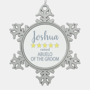 Bridal & Wedding Party 5 Sterne Abuelo Groom Schneeflocken Zinn-Ornament