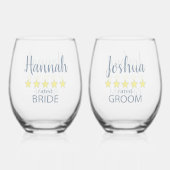 Bridal & Wedding Party 5 Sterne Bride & Groom Weinglas Ohne Stiel (Rückseite)