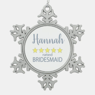 Bridal & Wedding Party 5 Sterne Bridesmaid Schneeflocken Zinn-Ornament