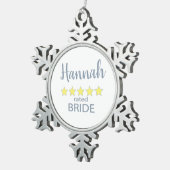 Bridal & Wedding Party 5 Sterne Bridge Schneeflocken Zinn-Ornament (Rechts)