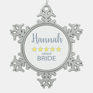 Bridal & Wedding Party 5 Sterne Bridge Schneeflocken Zinn-Ornament