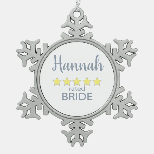 Bridal & Wedding Party 5 Sterne Bridge Schneeflocken Zinn-Ornament (Vorderseite)