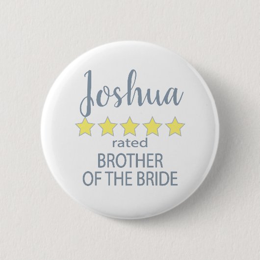 Bridal & Wedding Party 5 Sterne Bruder von Bride Button (Vorderseite)