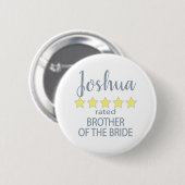 Bridal & Wedding Party 5 Sterne Bruder von Bride Button (Vorne & Hinten)