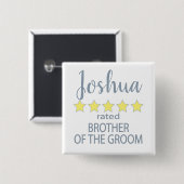 Bridal & Wedding Party 5 Sterne Bruder von Groom Button (Vorne & Hinten)