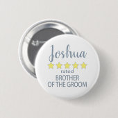 Bridal & Wedding Party 5 Sterne Bruder von Groom Button (Vorne & Hinten)