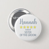 Bridal & Wedding Party 5 Sterne Groom Button (Vorne & Hinten)