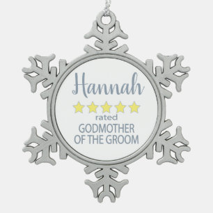 Bridal & Wedding Party 5 Sterne Großmutter Schneeflocken Zinn-Ornament