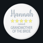 Bridal & Wedding Party 5 Sterne Großmutter von Bri Magnet<br><div class="desc">Die Mitglieder der Brautparty- und Hochzeitsfeier werden sich mit einem "Fünf-Sterne-Geschenk", das speziell für sie gemacht wurde, geliebt und geschätzt fühlen. Liebe ist das, worum es geht. Ob Hochzeit oder Hochzeit in Urlaubsort in der Heimatstadt - die personalisierten Gegenstände werden sicher sein, Lächeln auf den Weg zu bringen. Die individuell...</div>