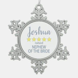 Bridal & Wedding Party 5 Sterne Nephew Bride Schneeflocken Zinn-Ornament