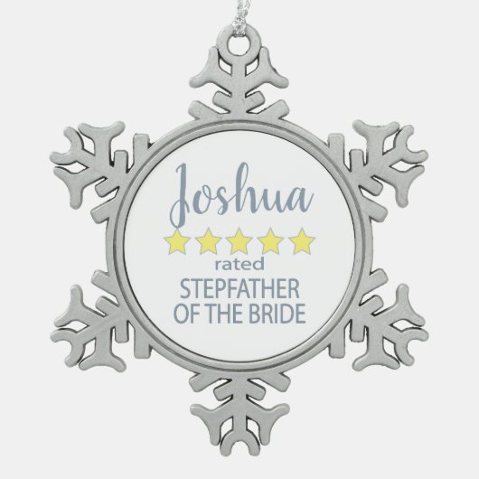 Bridal & Wedding Party 5 Sterne Stepfather of Brid Schneeflocken Zinn-Ornament (Vorderseite)
