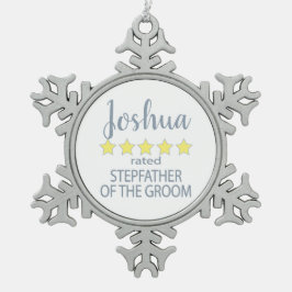 Bridal & Wedding Party 5 Sterne Stepfather of Groo Schneeflocken Zinn-Ornament