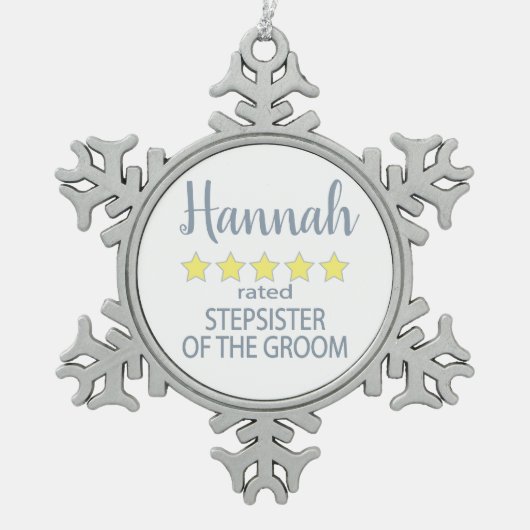 Bridal & Wedding Party 5 Sterne Stepschwester Schneeflocken Zinn-Ornament (Vorderseite)