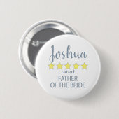 Bridal & Wedding Party 5 Sterne Vater von Bride Button (Vorne & Hinten)