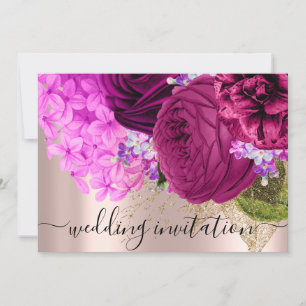 Bridal Wedding Pink Green Blume Rose Einladung