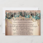 Bridal Wedding Rose Blue Aquamarin Tropfens Blume Einladung (Rückseite)