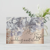 Bridal Wedding Rose Blue Silver Lights Blume Einladung (Stehend Vorderseite)