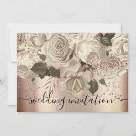 Bridal Wedding Rose Elfenbein Rose Wreath Sepia Einladung