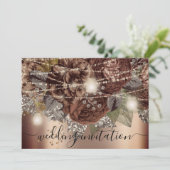 Bridal Wedding Rose Gold Brown Rose Lights Einladung (Stehend Vorderseite)