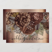 Bridal Wedding Rose Gold Brown Rose Silver Einladung (Vorne/Hinten)