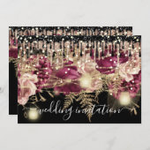 Bridal Wedding Rose Tropfen Pink Marsala Lights Bl Einladung (Vorne/Hinten)