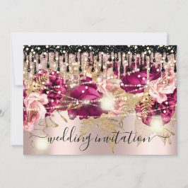 Bridal Wedding Rose Tropfen Pink Marsala Rose Ligh Einladung