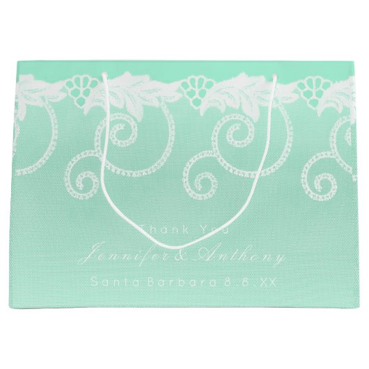 Bridal Wedding Tiffany Mint Green Royal Lace Große Geschenktüte (Vorderseite)