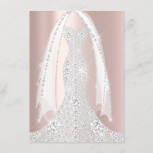 Bridal White Dress Spark Rose Rosa Diamond Einladung