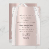 Bridal White Dress Spark Rose Silver Pink Diamond Einladung (Vorne/Hinten)